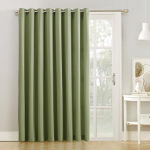 Sun Zero Barrow Energy Efficient Grommet Sliding Patio Door Curtain Panel, 100″ x 84″, Sage Green